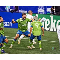 Raul Ruidiaz Seattle Sounders FC Unsigned 2020 MLS Cup Western Conference Finals Champions Goal Celebration with Will Bruin Photograph