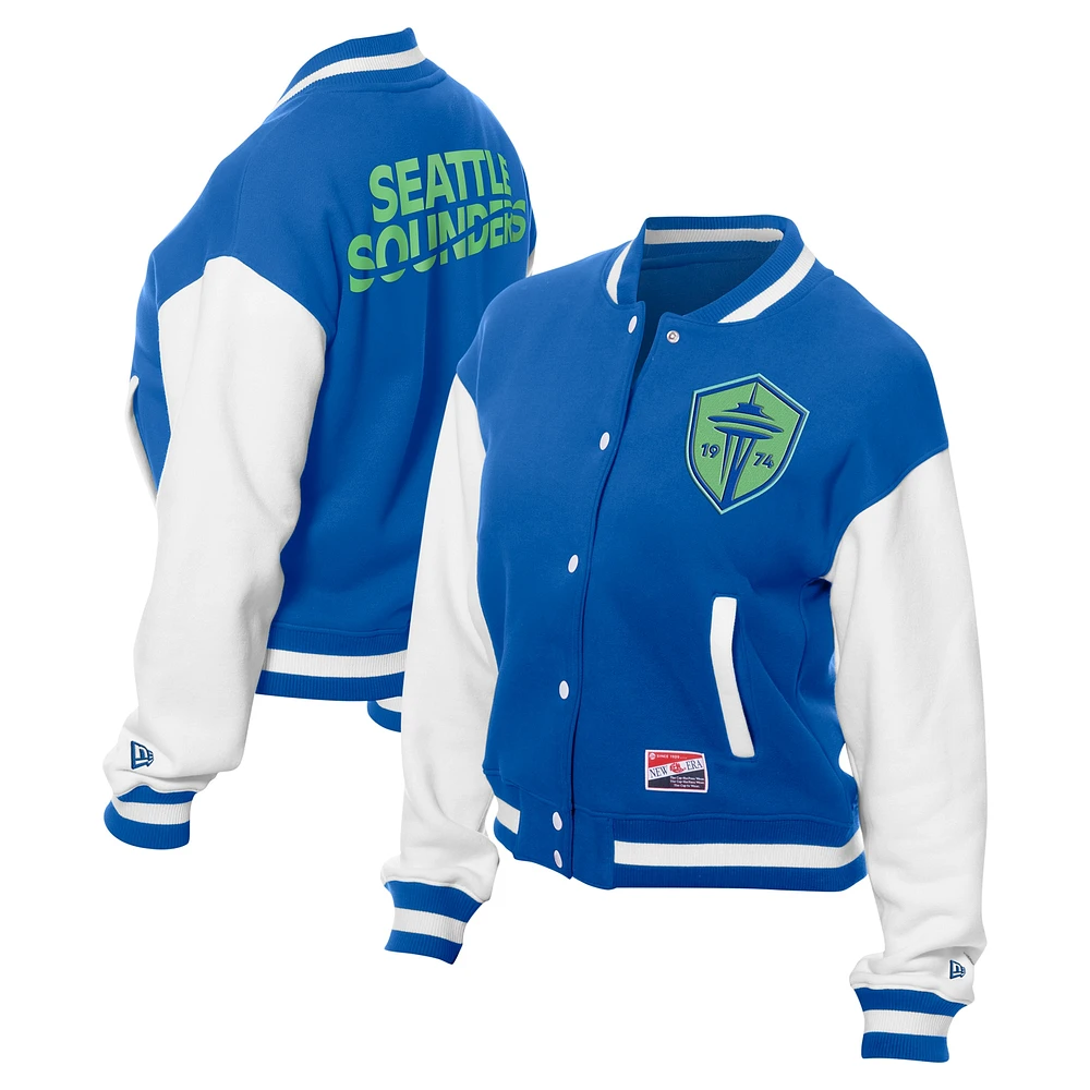 Women's 5th & Ocean by New Era Blue Seattle Sounders FC Throwback Full-Snap Jacket