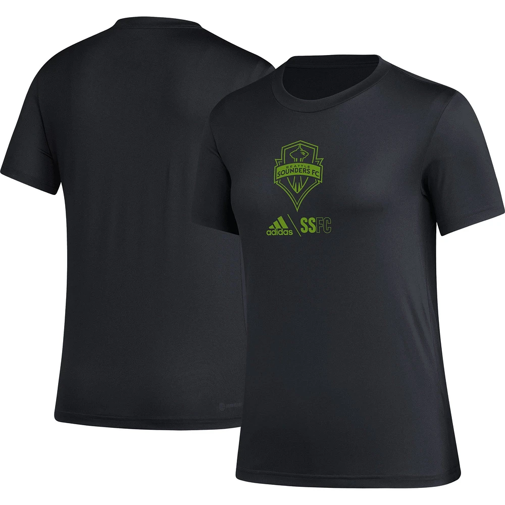 Women's adidas Black Seattle Sounders FC AEROREADY Club Icon T-Shirt