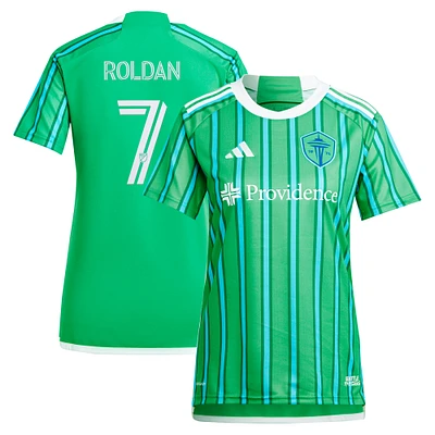 Maillot de joueur réplique pour femme adidas Cristian Roldan vert Seattle Sounders FC 2024 The Anniversary Kit