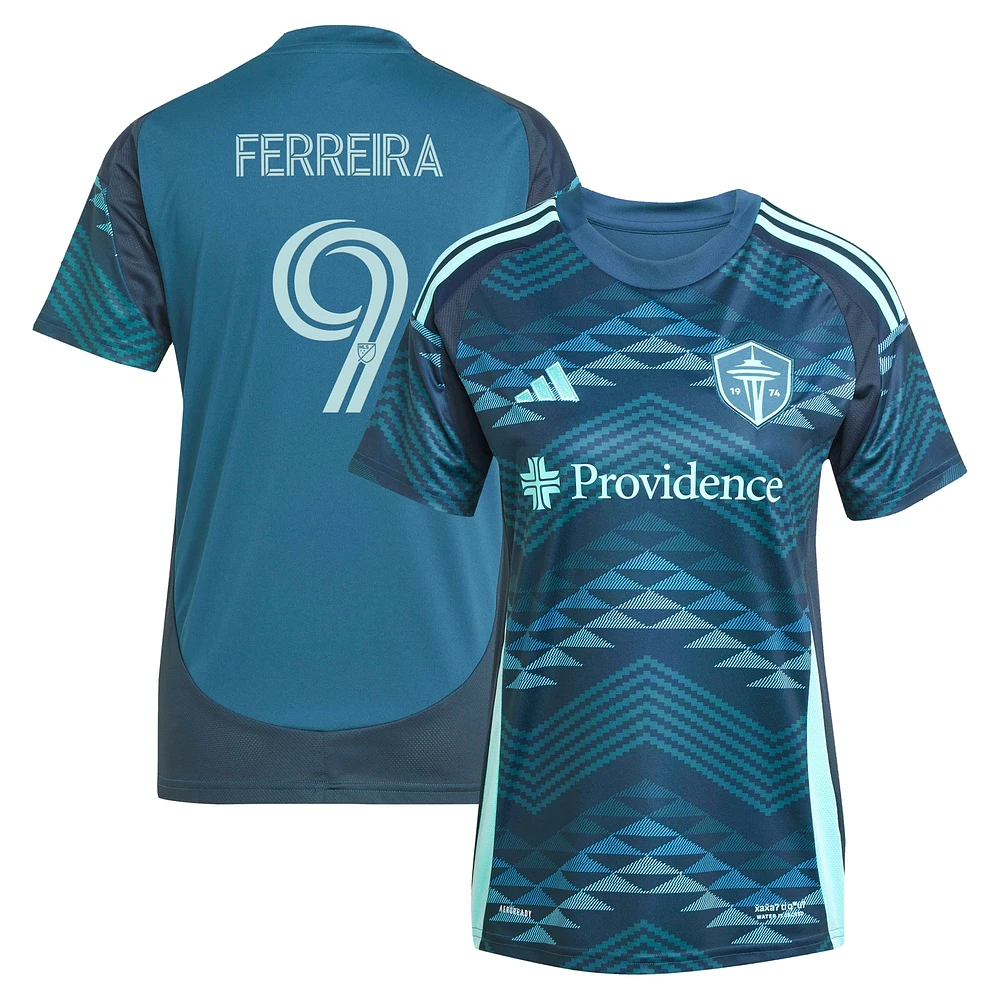 Women's adidas Jesus Ferreira Blue Seattle Sounders FC 2025 The Salish Sea Kit Replica Player Jersey