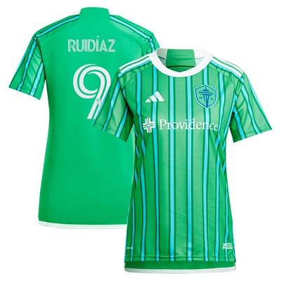 Maillot de joueur réplique adidas Raul Ruidiaz pour femme vert Seattle Sounders FC 2024 The Anniversary Kit