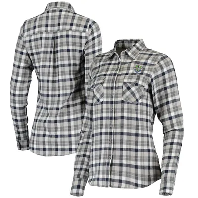 Pittsburgh Steelers Antigua Women's Ease Flannel Button-Up Long Sleeve Shirt  - Black/Gray