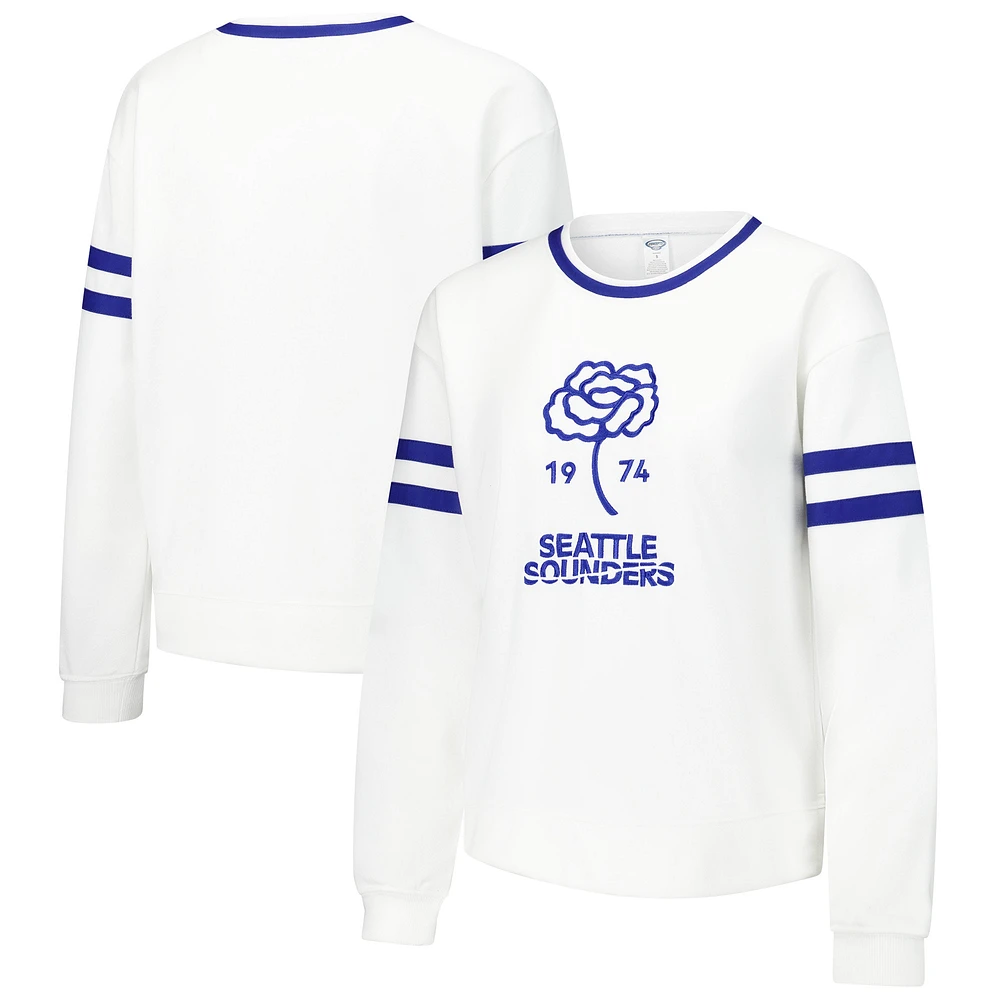 T-shirt à manches longues pour femme Concepts Sport White Seattle Sounders FC Borough