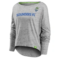 Women's Fanatics Heathered Gray Seattle Sounders FC Long Sleeve Fashion Top