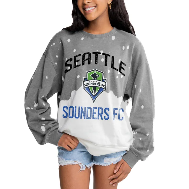 Men's Antigua White Seattle Seahawks Victory Chenille Pullover Sweatshirt