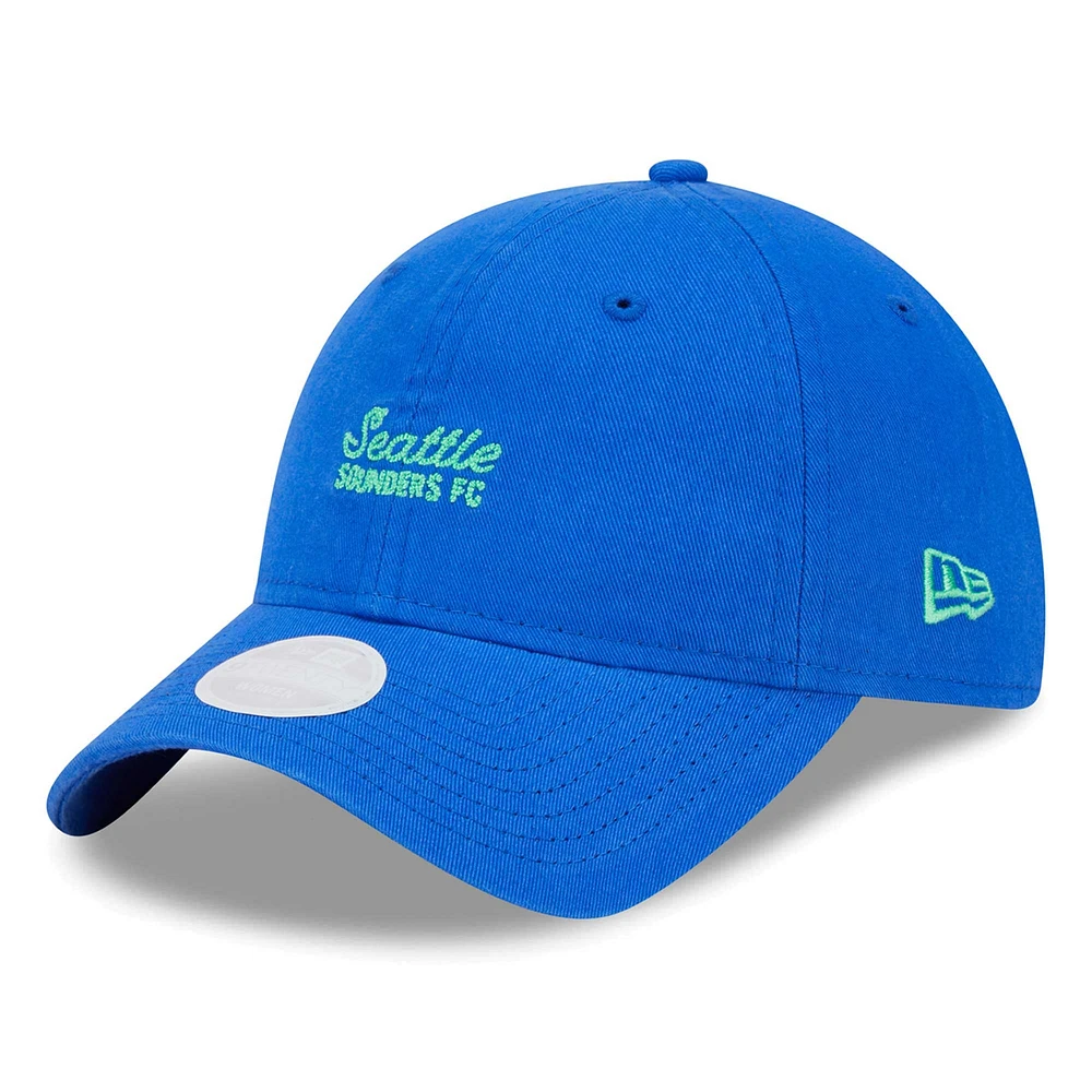 Casquette réglable bleue Seattle Sounders FC Throwback 9TWENTY New Era pour femme