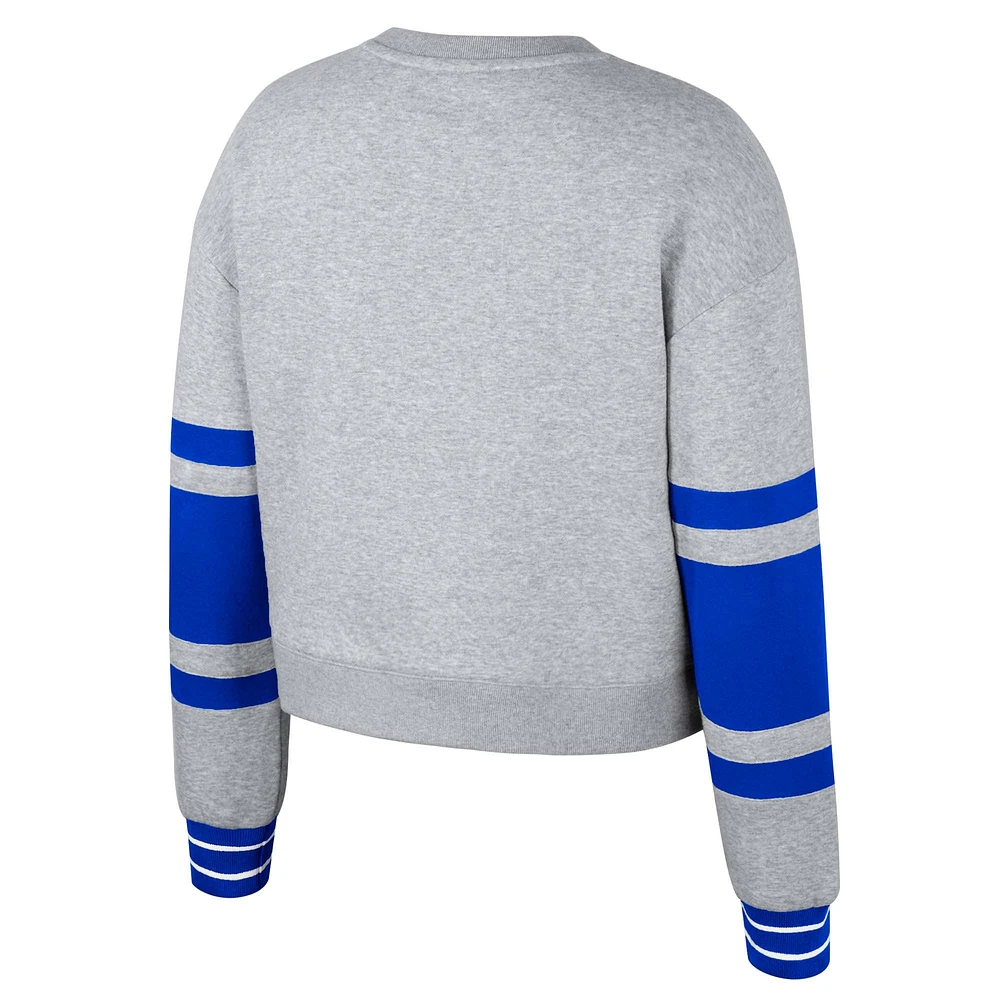 Women's Stadium Essentials Heather Gray Seattle Sounders FC Scrimmage Cropped Pullover Sweatshirt