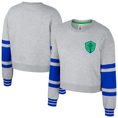 Women's Stadium Essentials Heather Gray Seattle Sounders FC Scrimmage Cropped Pullover Sweatshirt