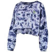 Women's ZooZatz Navy Seattle Sounders FC Oversized Cloud-Dye Long Sleeve T-Shirt