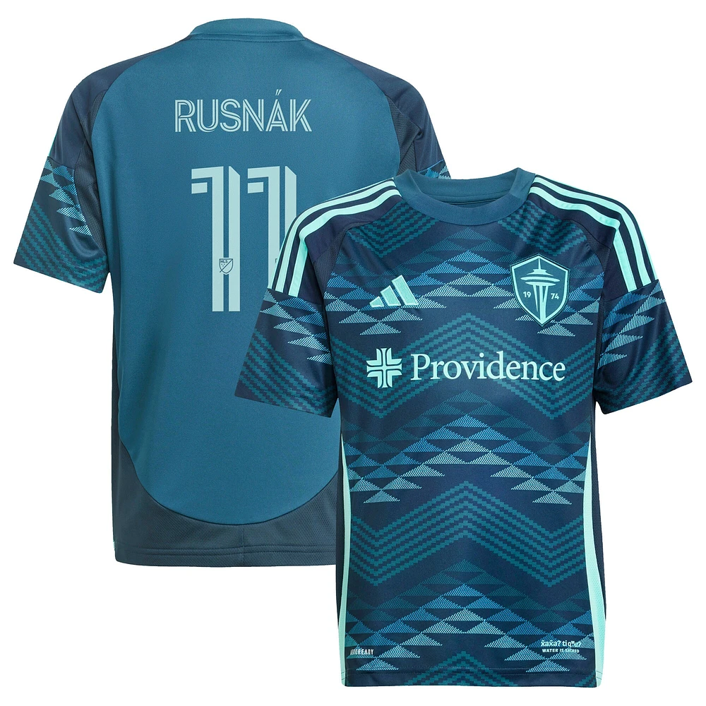 Maillot de joueur réplique du kit The Salish Sea 2025 des Seattle Sounders FC bleu Albert Rusnak pour jeunes adidas