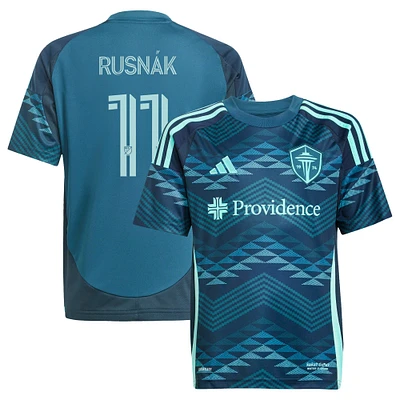 Maillot de joueur réplique du kit The Salish Sea 2025 des Seattle Sounders FC bleu Albert Rusnak pour jeunes adidas