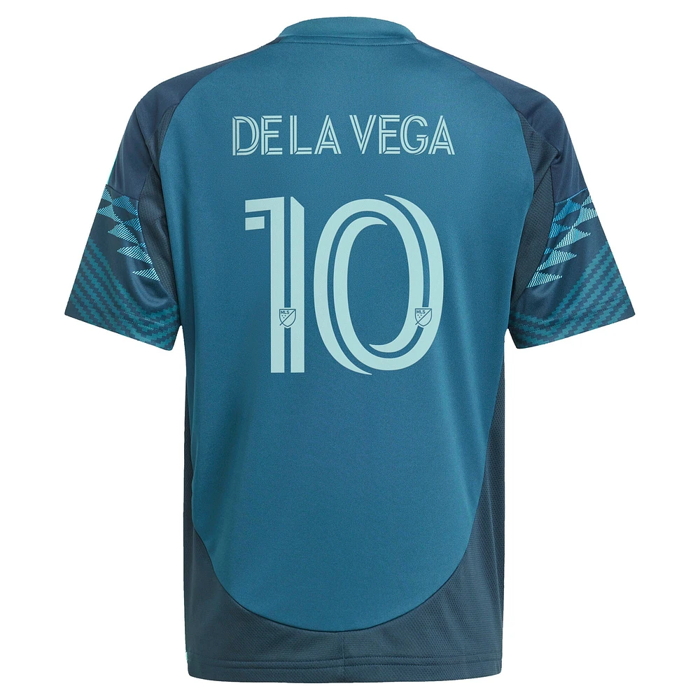 Maillot de joueur réplique du kit The Salish Sea 2025 bleu adidas Pedro la Vega pour jeunes Seattle Sounders FC