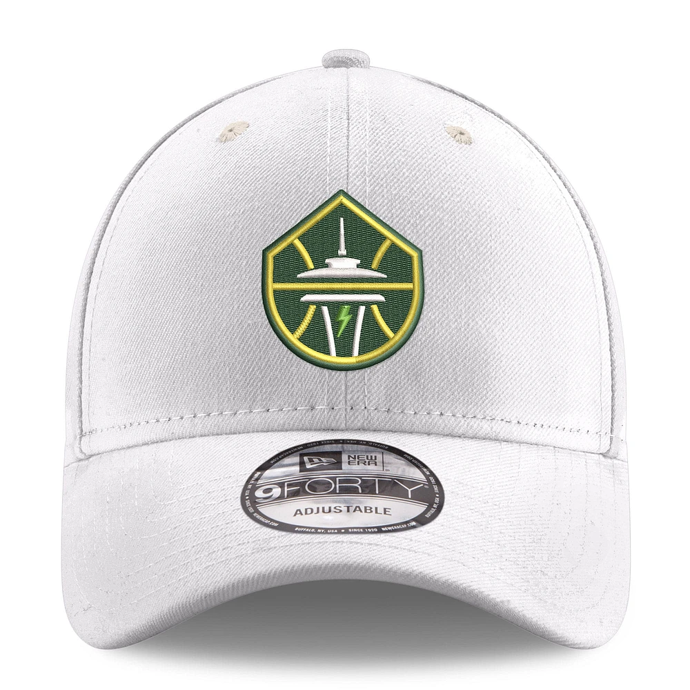 Men's New Era  White Seattle Storm Primary Logo 9FORTY Adjustable Hat