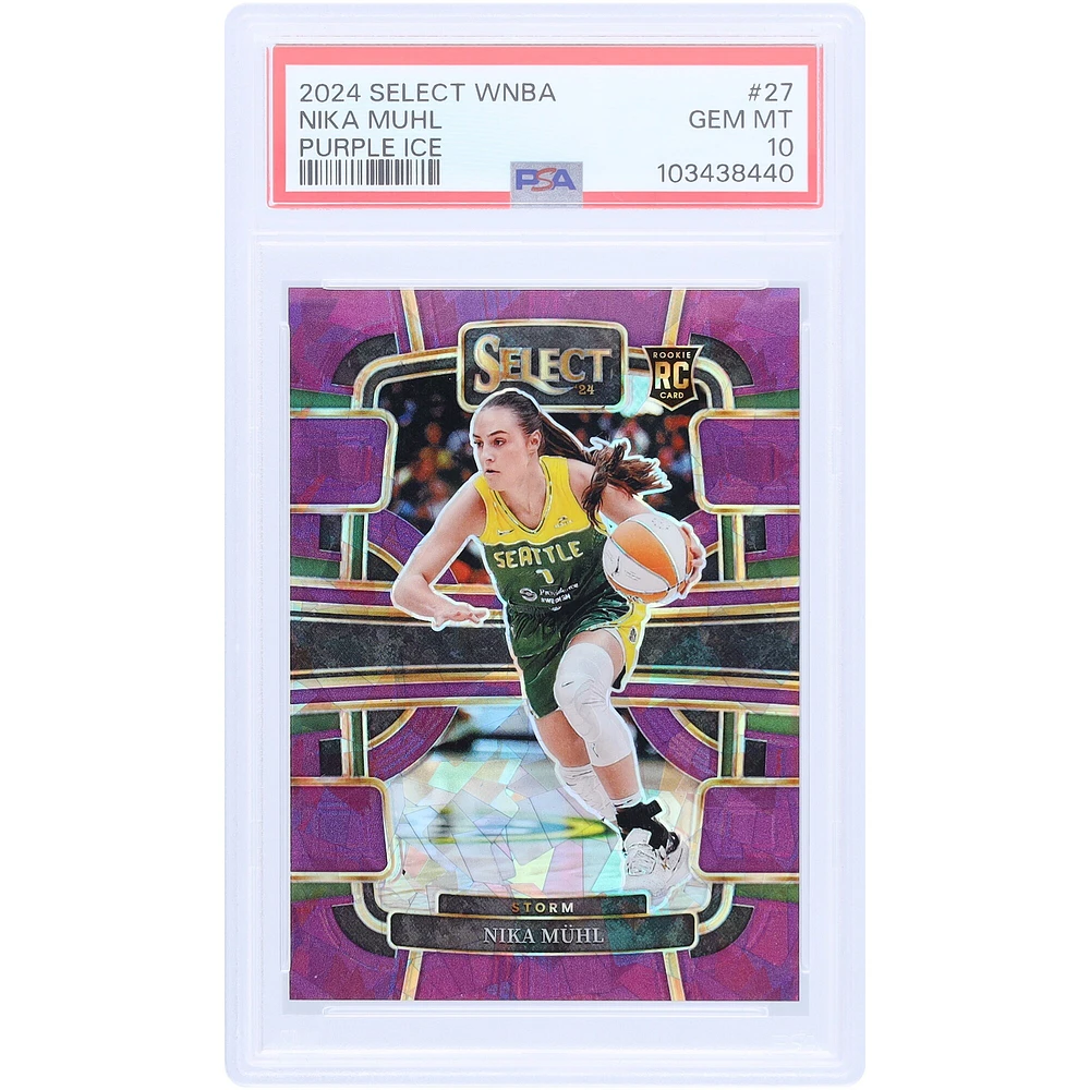 Nika Muhl Seattle Storm 2024 Panini Select WNBA Purple Ice Prizm #27 #007/149 PSA Carte recrue authentifiée 10