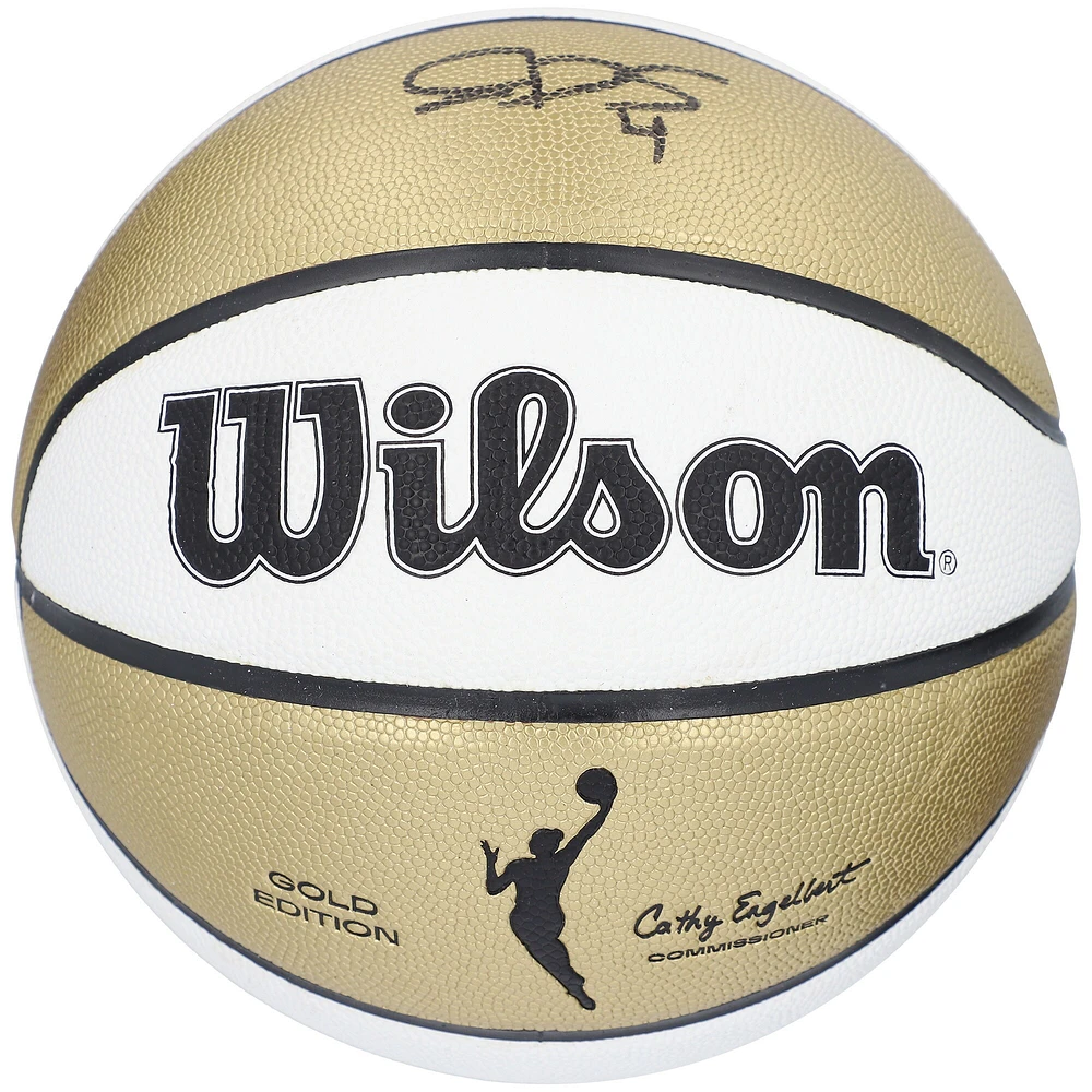 Ballon de basket-ball d'intérieur/extérieur Wilson doré et blanc autographié par Skylar Diggins-Smith Seattle Storm
