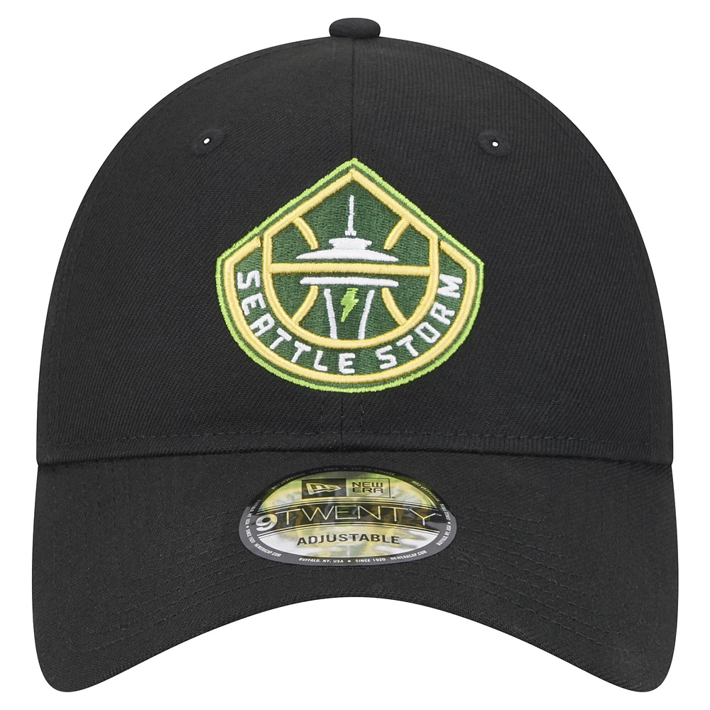 Casquette réglable unisexe New Era noire Seattle Storm Core Logo 9TWENTY