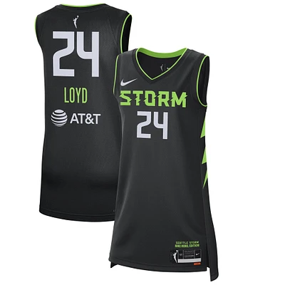 Maillot de joueur unisexe Nike Jewell Loyd noir Seattle Storm 2024 Rebel Edition