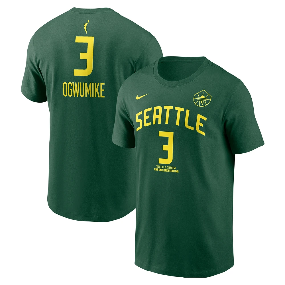 T-shirt unisexe Nike Nneka Ogwumike vert Seattle Storm Explorer Edition avec nom et numéro