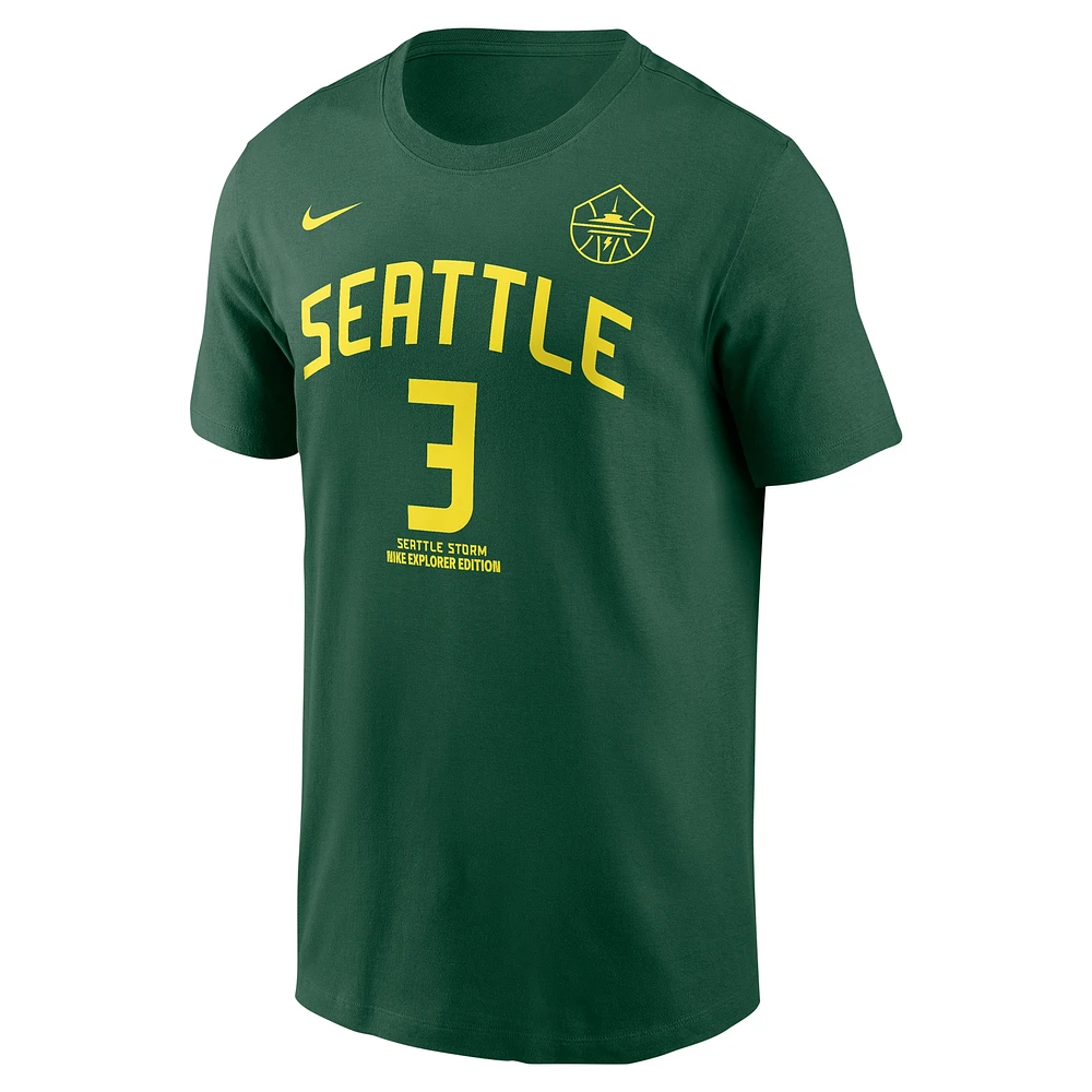 T-shirt unisexe Nike Nneka Ogwumike vert Seattle Storm Explorer Edition avec nom et numéro