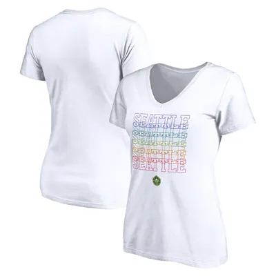 Seattle Storm Fanatics Branded Women's Wordmark Pride V-Neck T-Shirt - White
