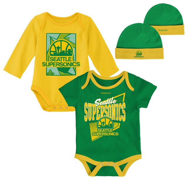 OST SEASUP YLLW GREEN INFANT M&N HWC SS & LS CREEPER AND BEANIE SET INFGIFPCK