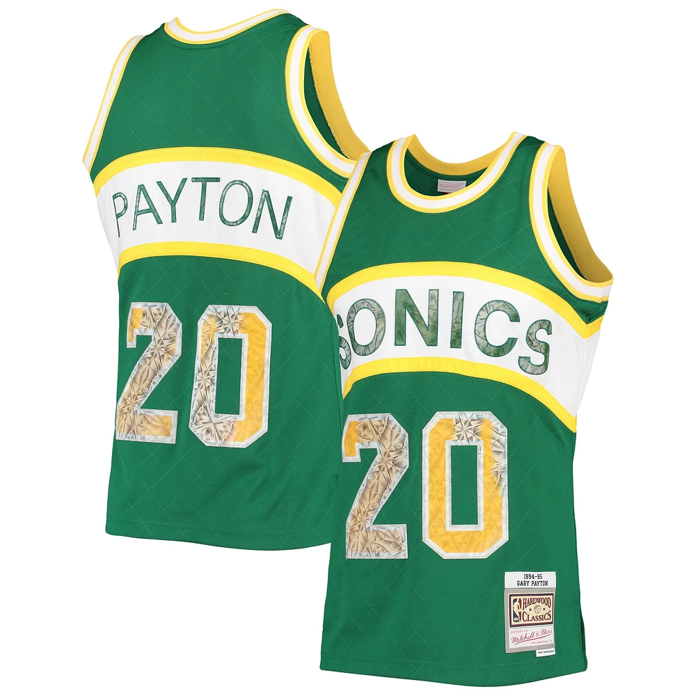 Men's Mitchell & Ness Gary Payton Green Seattle SuperSonics 1994/95 Hardwood Classics NBA 75th Anniversary Diamond Swingman Jersey