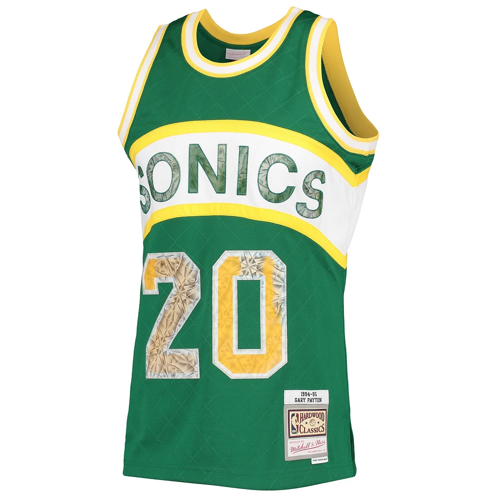 Mitchell & Ness Gary Payton vert Seattle SuperSonics 1994/95 Hardwood Classics NBA 75th Anniversary Diamond Swingman Maillot