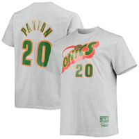 Men's Mitchell & Ness Gary Payton Heathered Gray Seattle SuperSonics Big Tall Hardwood Classics Name Number T-Shirt