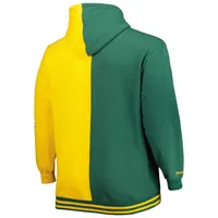 Men's Mitchell & Ness Green/Gold Seattle SuperSonics Big Tall Hardwood Classics Split Pullover Hoodie