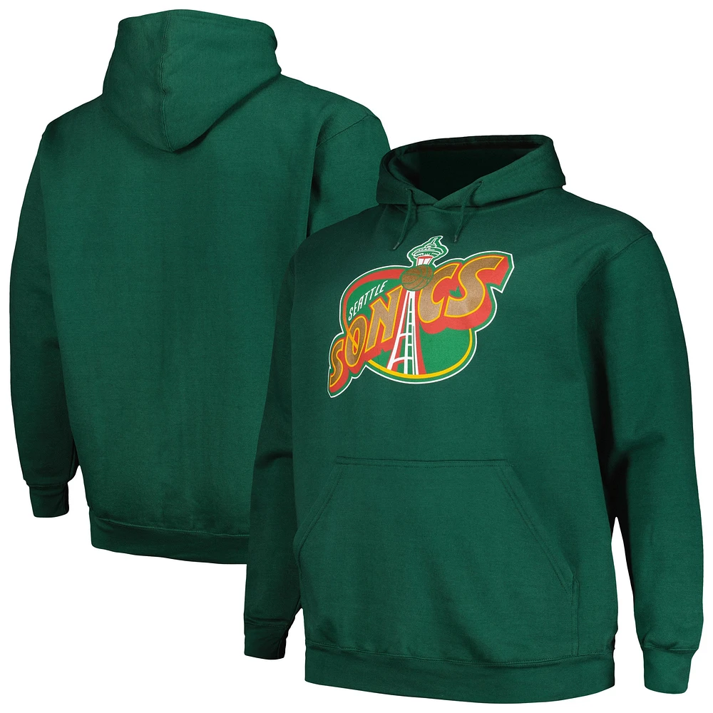 Men's Mitchell & Ness Green Seattle SuperSonics Hardwood Classics Big Tall Pullover Hoodie