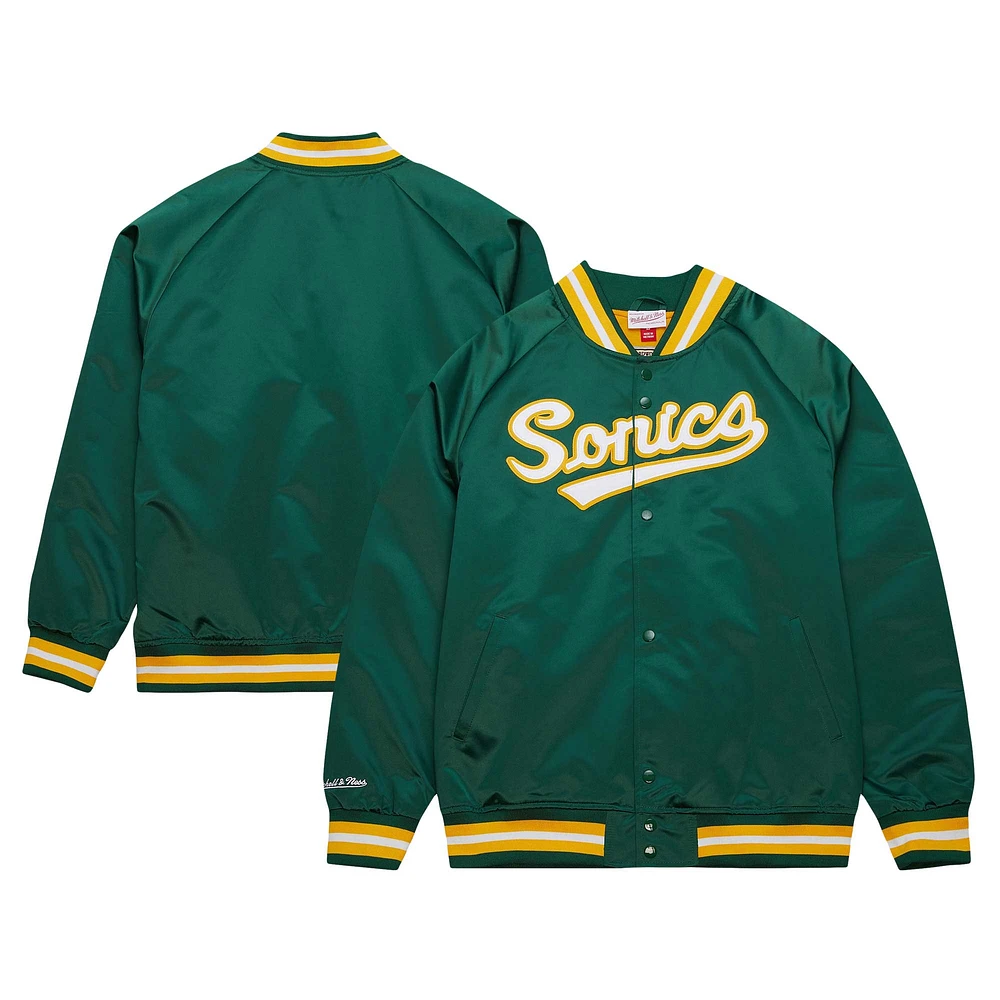 Mitchell & Ness pour hommes Seattle SuperSonics Hardwood Classics Throwback Wordmark Raglan Full-Snap Jacket vert