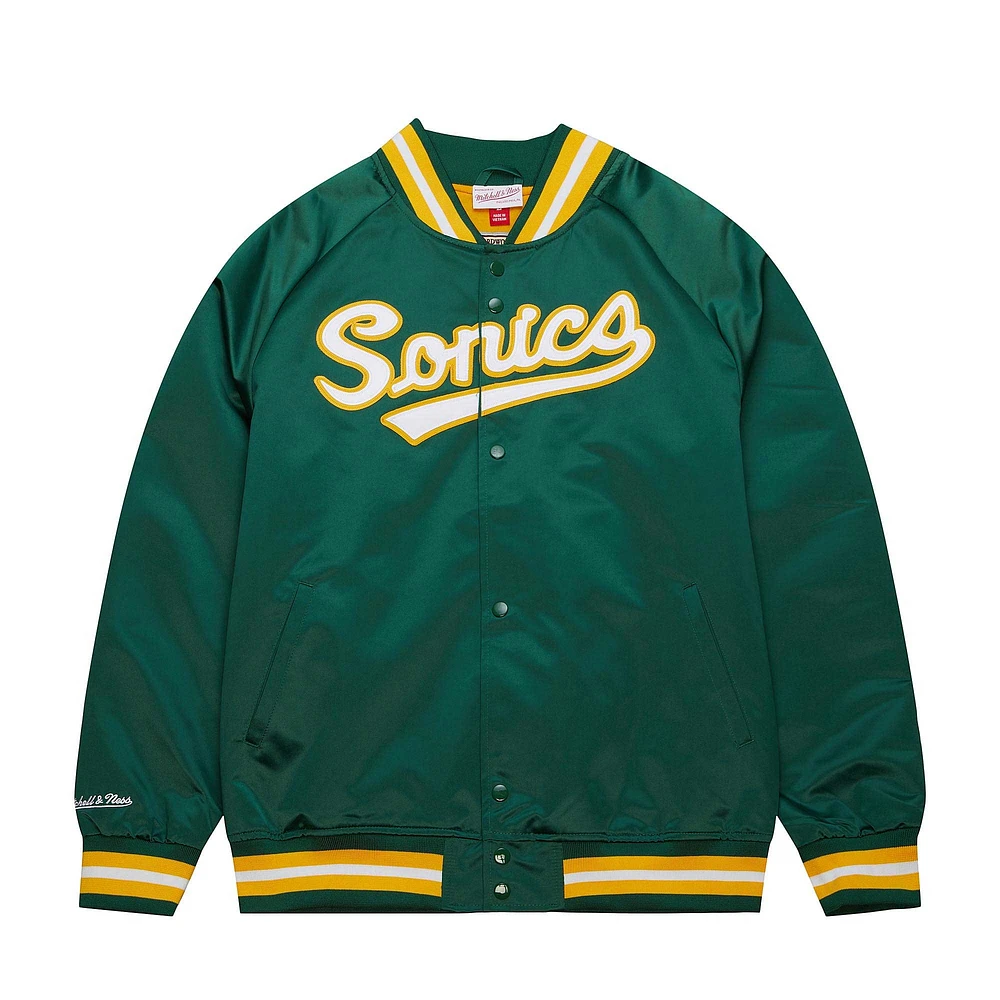 Mitchell & Ness pour hommes Seattle SuperSonics Hardwood Classics Throwback Wordmark Raglan Full-Snap Jacket vert