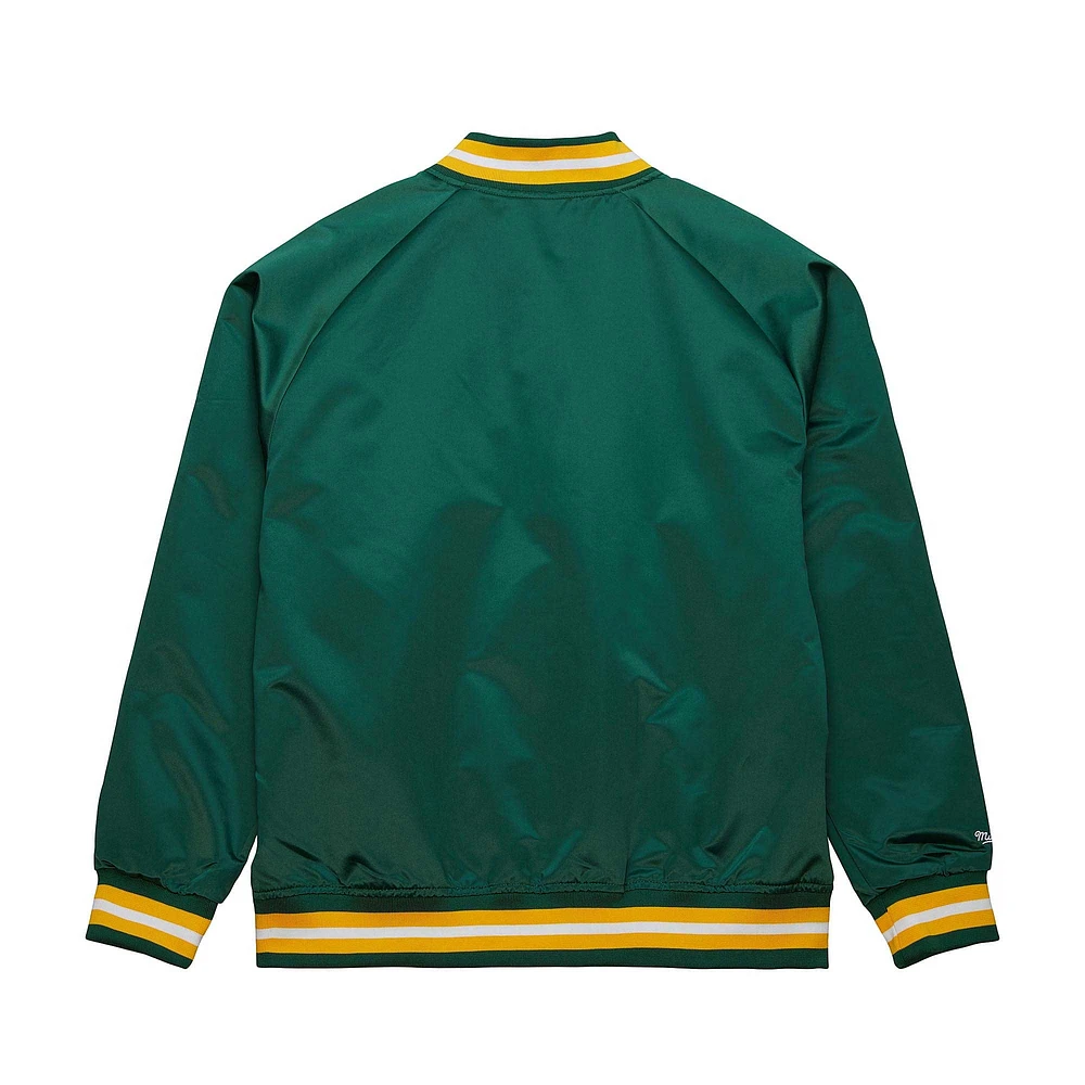 Mitchell & Ness pour hommes Seattle SuperSonics Hardwood Classics Throwback Wordmark Raglan Full-Snap Jacket vert