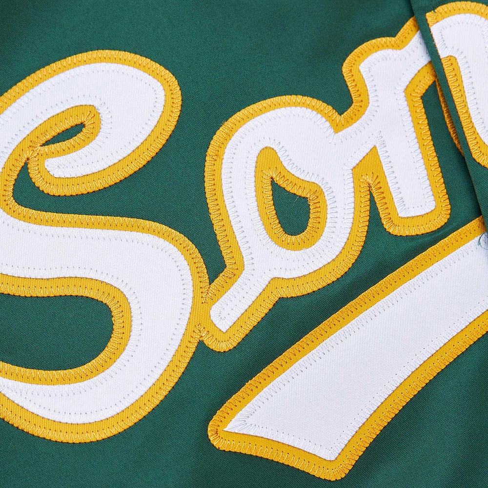 Mitchell & Ness pour hommes Seattle SuperSonics Hardwood Classics Throwback Wordmark Raglan Full-Snap Jacket vert