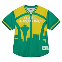 Men's Mitchell & Ness  Green Seattle SuperSonics Jumbotron 3.0 Mesh V-Neck T-Shirt