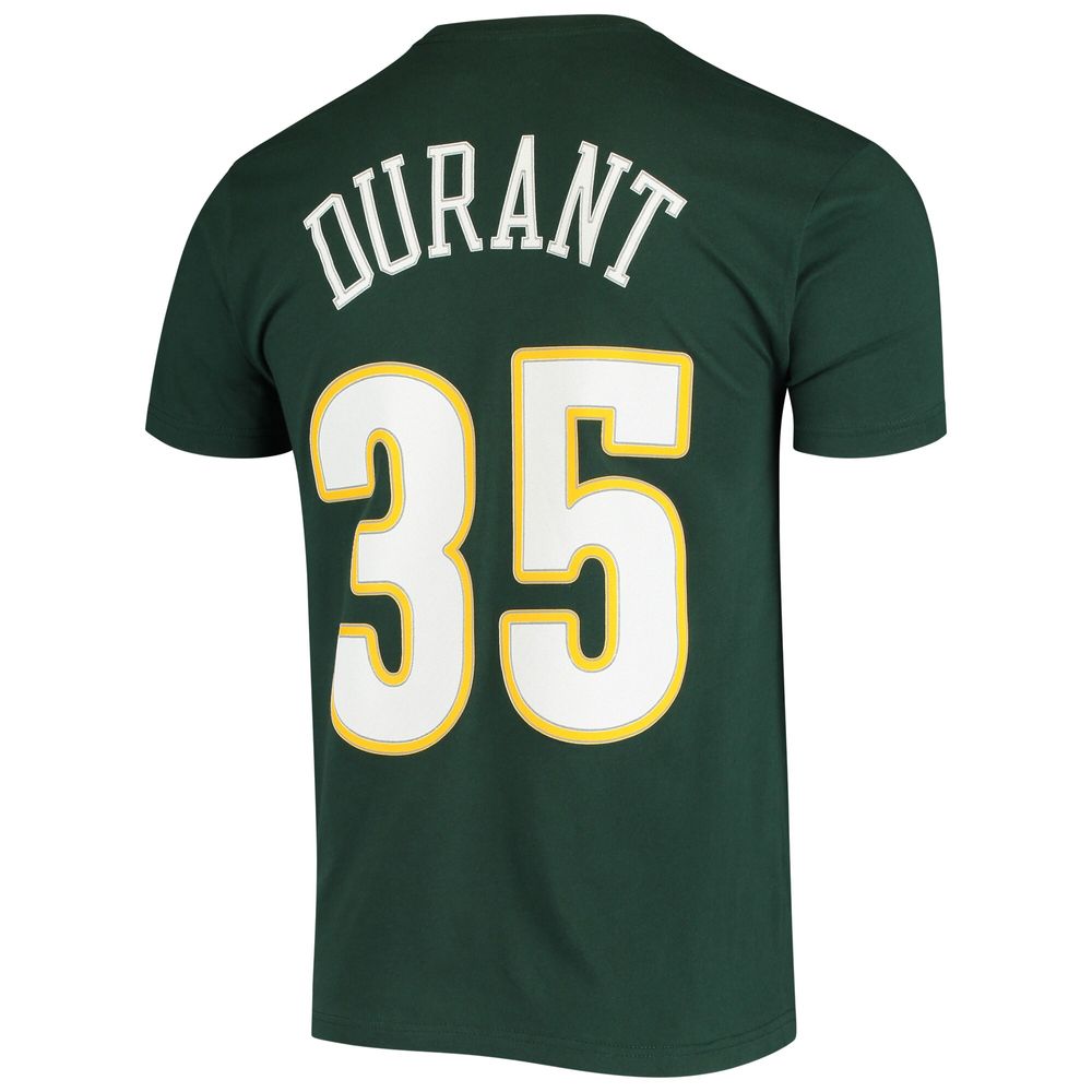 Men's Mitchell & Ness Kevin Durant Green Seattle SuperSonics Hardwood Classics Stitch Name Number T-Shirt