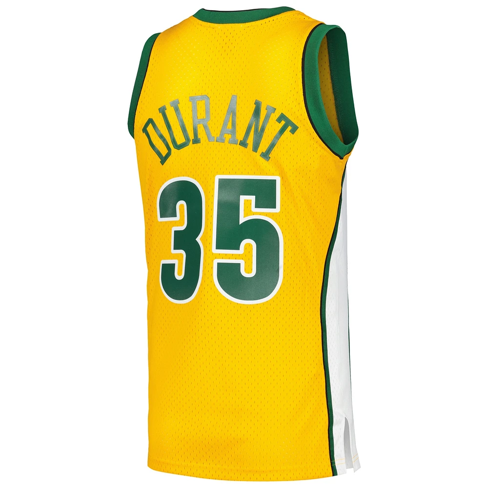 Men's Mitchell & Ness Kevin Durant Yellow Seattle SuperSonics  2007/08 Hardwood Classics Swingman Throwback Jersey