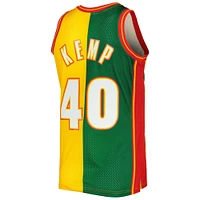 Men's Mitchell & Ness Shawn Kemp Green/Gold Seattle SuperSonics Hardwood Classics 1995/96 Split Swingman Jersey