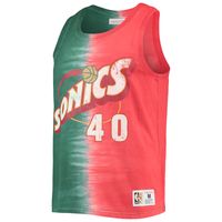 Men's Mitchell & Ness Shawn Kemp Green/Red Seattle SuperSonics Hardwood Classics Tie-Dye Name Number Tank Top