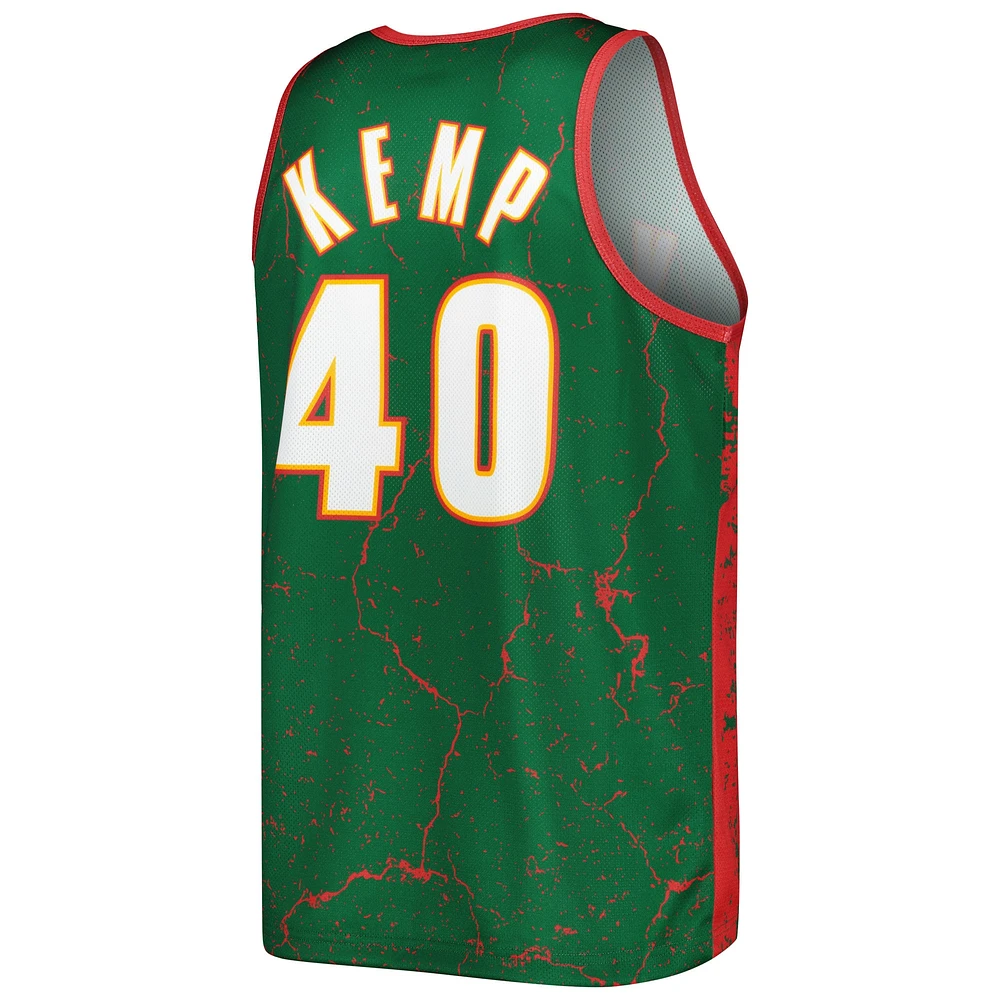 Débardeur pour homme Mitchell & Ness Shawn Kemp Green Seattle SuperSonics 1995-96 Hardwood Classics Player Burst