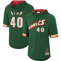 Men's Mitchell & Ness Shawn Kemp Green Seattle SuperSonics Mesh Hardwood Classics Name Number Short Sleeve Hoodie