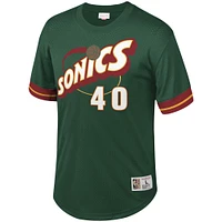 Men's Mitchell & Ness Shawn Kemp Green Seattle SuperSonics Mesh T-Shirt