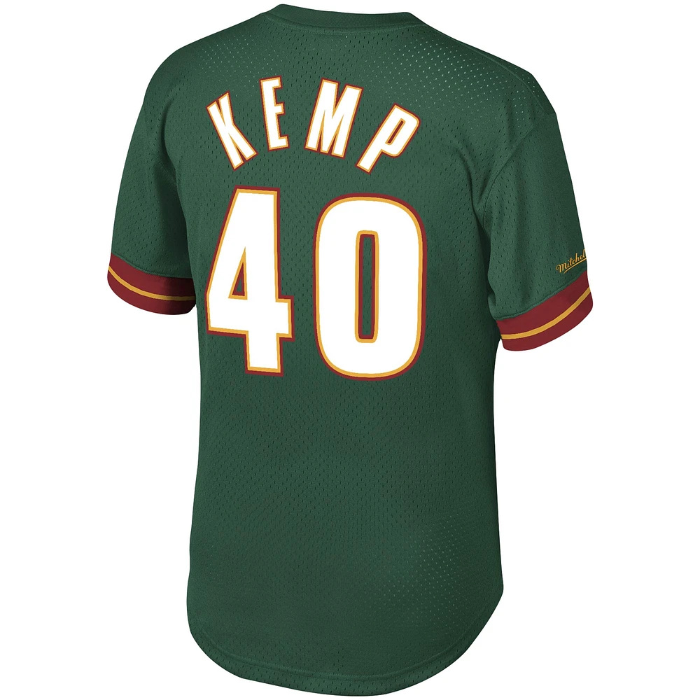 Men's Mitchell & Ness Shawn Kemp Green Seattle SuperSonics Mesh T-Shirt