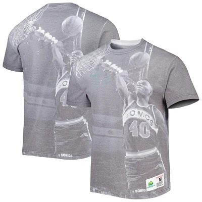 T-shirt Mitchell & Ness Shawn Kemp gris chiné Seattle SuperSonics Above The Rim pour homme