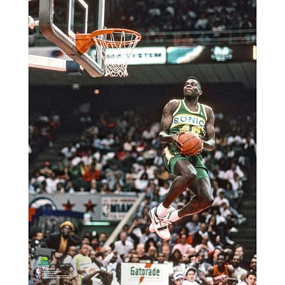 Shawn Kemp Seattle Supersonics Unsigned NBA-All-Star 1990 Slam Dunk Contest Sideways Photograph