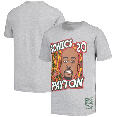 Youth Mitchell & Ness Gary Payton Gray Seattle SuperSonics Hardwood Classics King of the Court Player T-Shirt