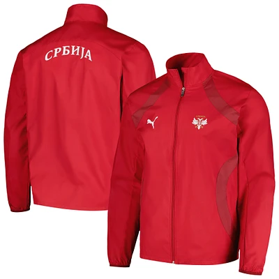 Veste à capuche entièrement zippée d'avant-match Puma rouge de l'équipe nationale Serbie 2024 pour hommes