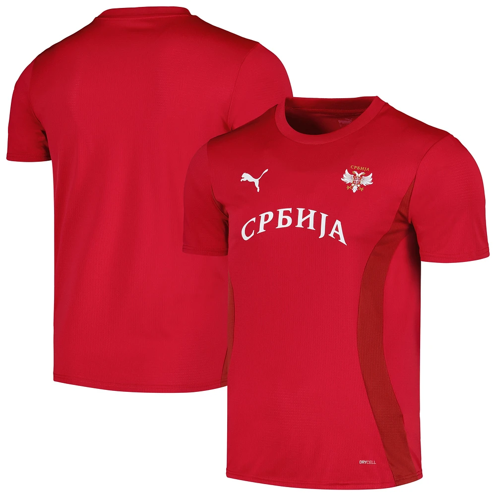 Maillot d'avant-match Puma rouge de l'équipe nationale Serbie 2024 pour hommes