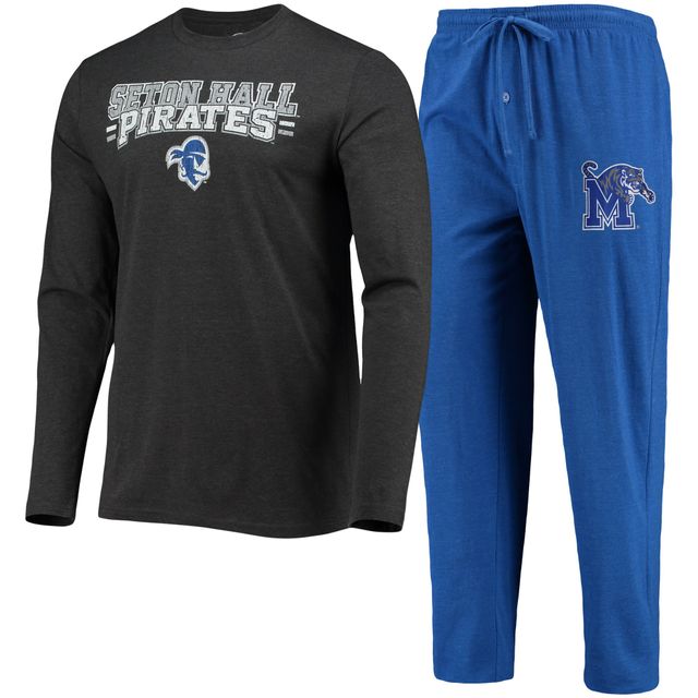 Concepts Sport Blue/Heathered Charcoal Seton Hall Pirates Meter T-shirt à manches longues et pantalon Ensemble de nuit